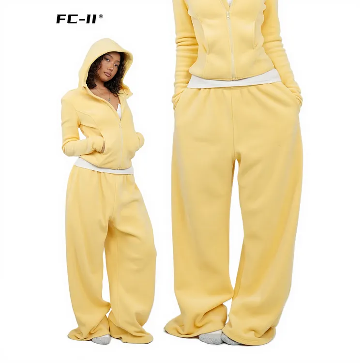 【Fcii】双层摇粒绒宽松直筒裤阔腿裤加绒H5K3047