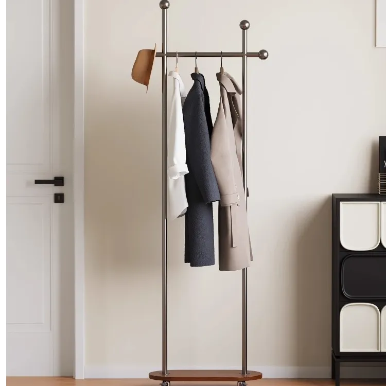 中古衣帽架入户卧室落地式挂衣架2025新款家用可移动衣服置物架子