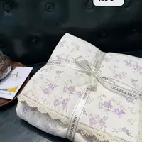 大静静家复古韩式花边针织印花四件套