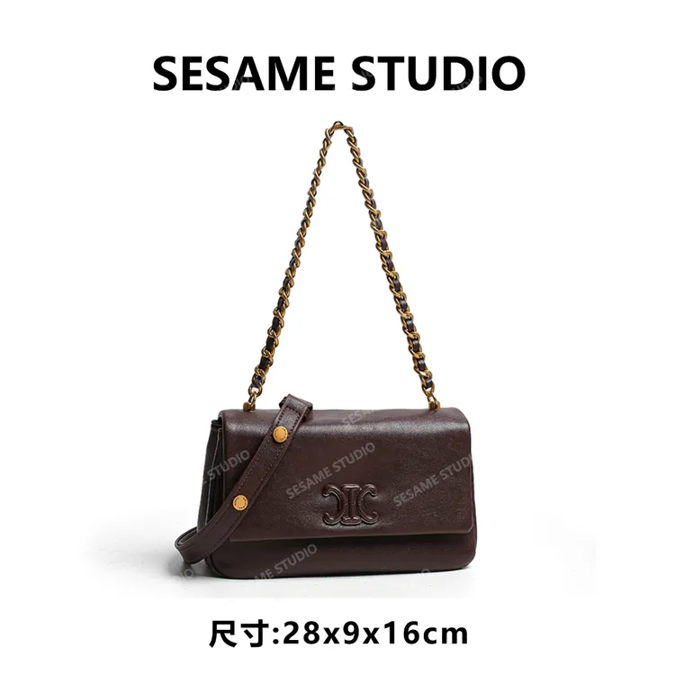 芝麻集】QYX-98118-可可棕RAIN.CUN休闲时尚百搭腋下女包