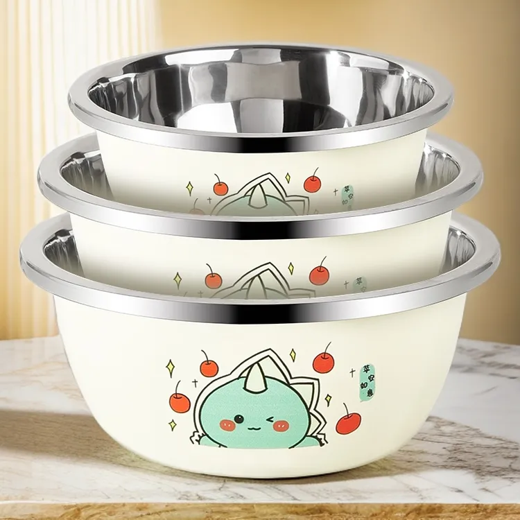 拍一发三【22/24/26】卡通加厚不锈钢盆套装洗菜打蛋盆家用油盆厨房