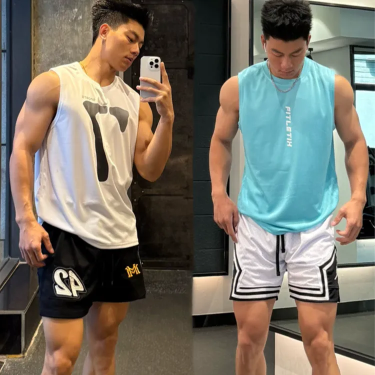 健身背心男速干透气美式运动无袖t恤夏季网眼跑步上衣篮球训练服