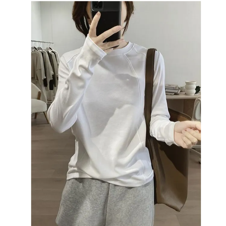 优质新款t恤女长袖春秋冬小个子显瘦圆领洋气保暖内搭打底衫上衣