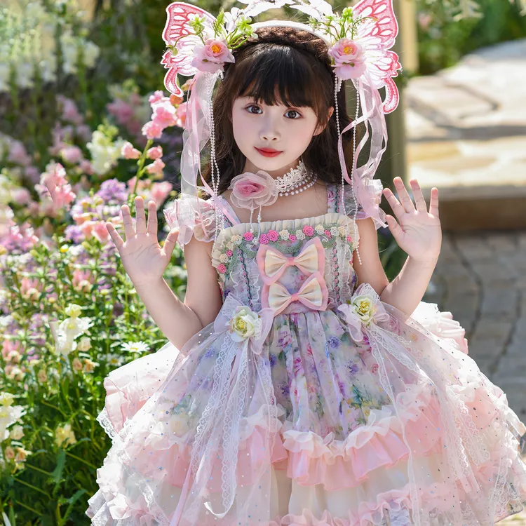 女童紫霞仙子洛丽塔裙超仙女公主裙生日蓬蓬礼服儿童舞台走秀表演
