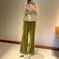 九月 四色钩花丝绒裤 新款气质显瘦修身百搭休闲直通库