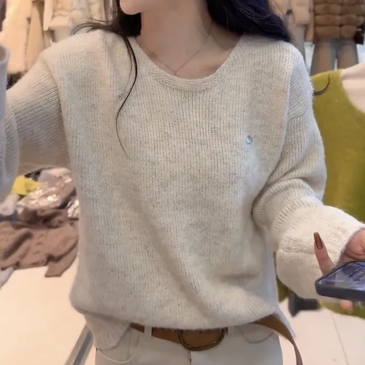 2025秋冬韩系显瘦设计感套头时尚V领毛针织衫LK2508249