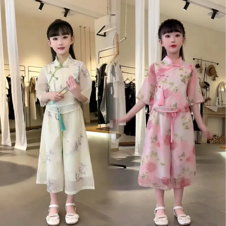 【窈窕淑女】儿童新中式初秋汉服套装复古中国风女童2025夏季新款
