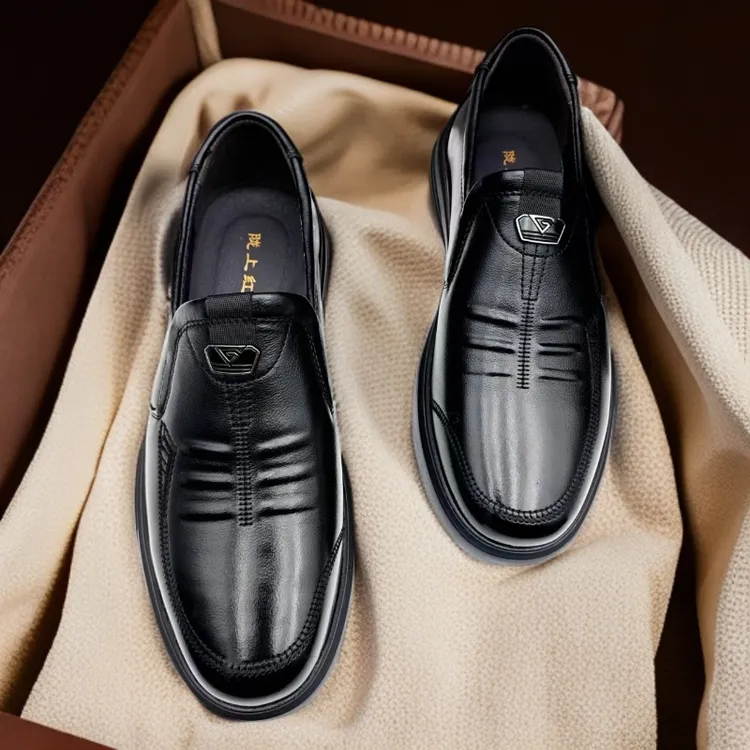 陇上红牛男款商务皮鞋英伦风防滑防臭休闲透气休闲皮鞋66259-1