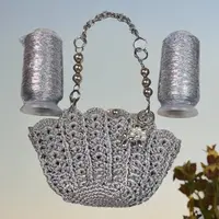 手工DIY钩毛线2mm银丝空心棉加银丝线团编织包包坐垫碎银子