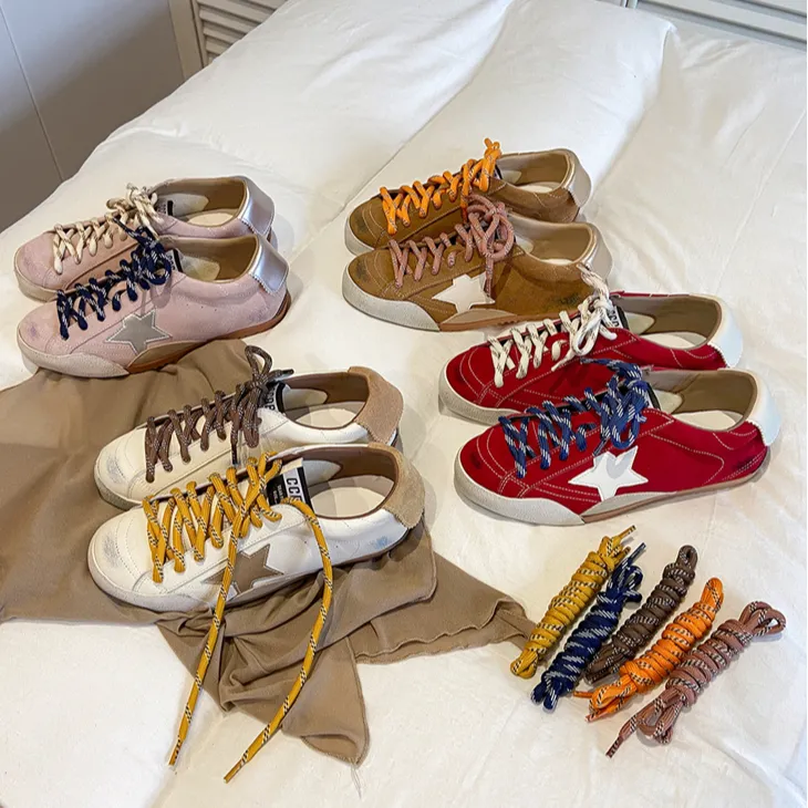 牛皮~复古擦色做旧星星脏脏鞋女2025新款内增高德训鞋休闲板鞋女