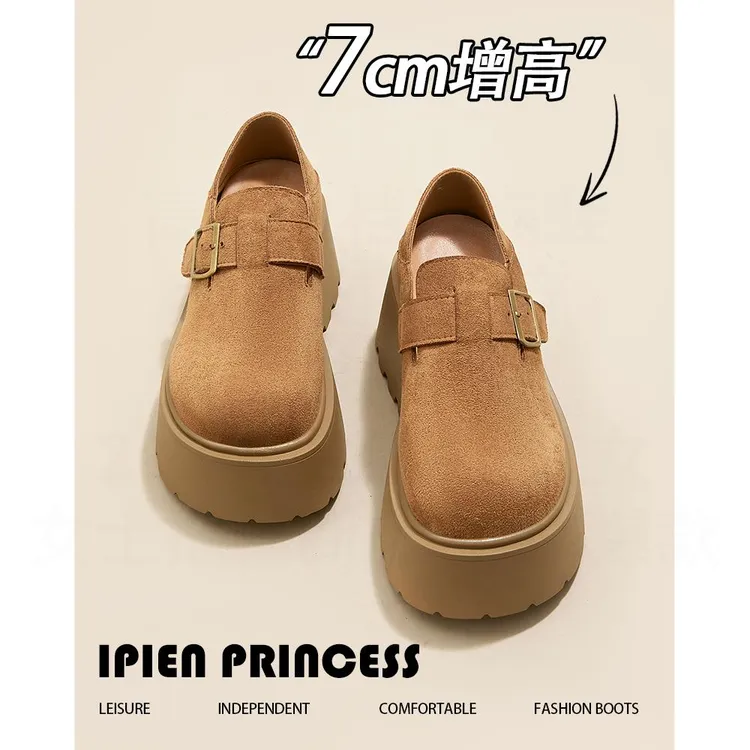 全包勃肯鞋女2025秋季新款百搭松糕休闲鞋小个子一脚蹬厚底懒人鞋