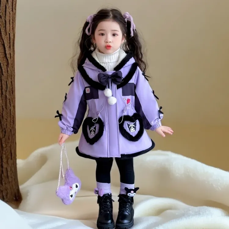 女童秋冬外套2025新款儿童库洛米棉衣洋气加绒女宝宝冬装韩版棉服