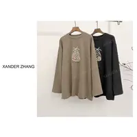 山大张精致福袋绣花加厚双面磨毛长袖T恤YBT1J943保暖时尚百搭