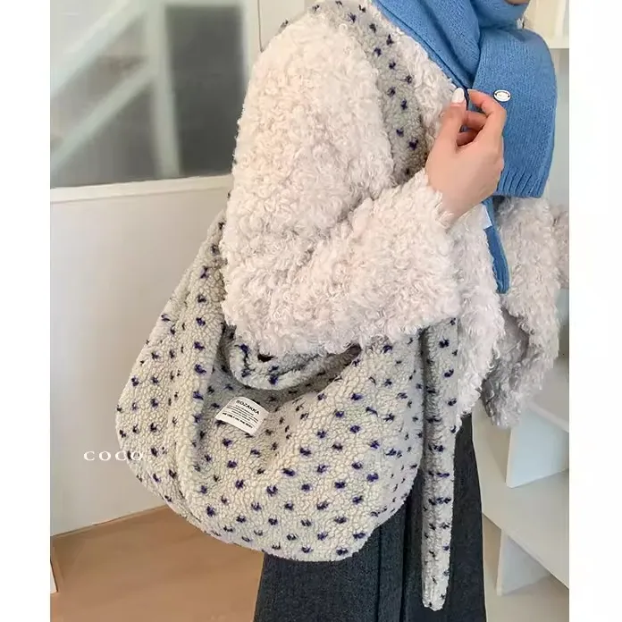 ZY毛绒包包女2026新款潮休闲冬季大容量通勤托特包学生单肩斜挎包