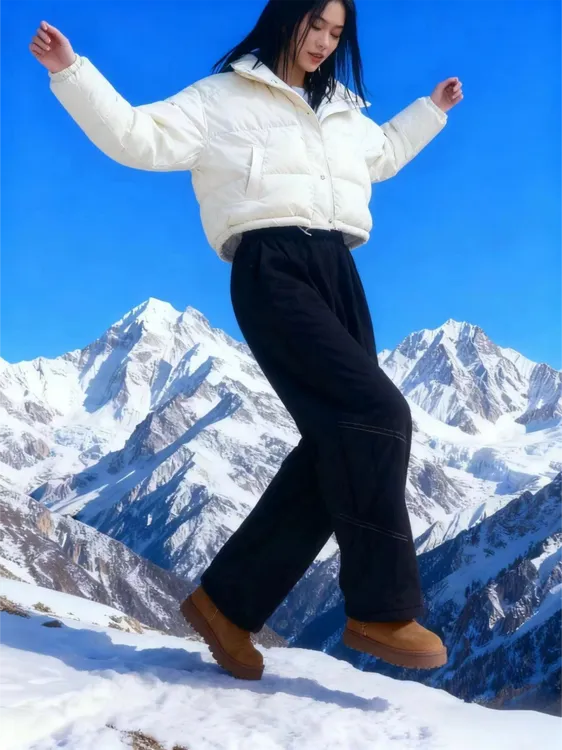 【专柜品质】冬季加厚保暖时尚竖条保暖裤宽松显瘦高级灯笼棉裤AL