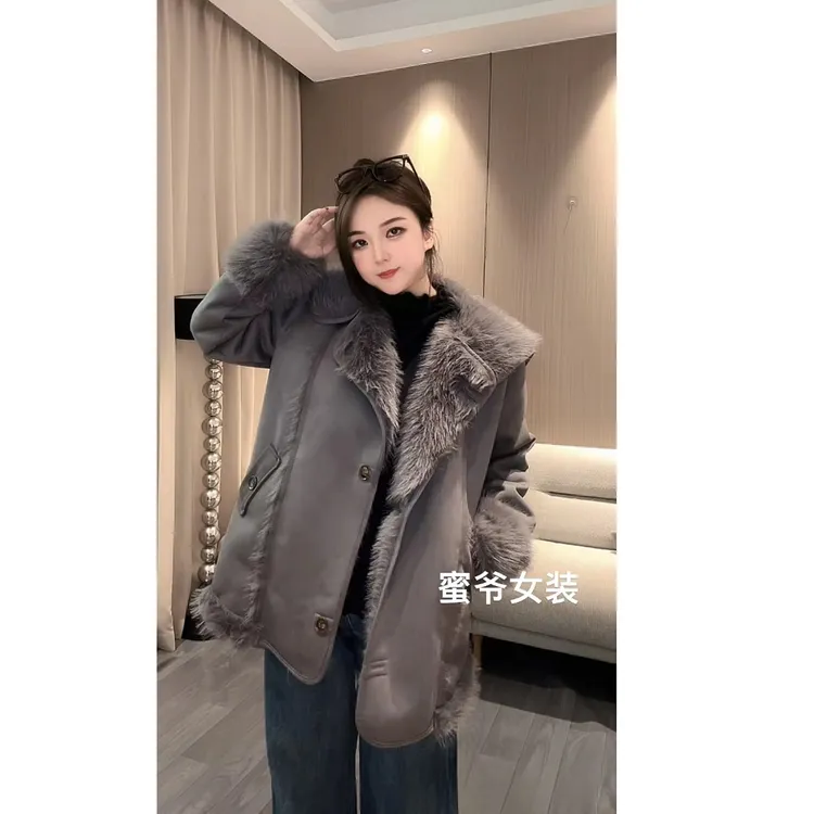 【蜜爷家】欧货大翻领美拉德双排扣外套6038#