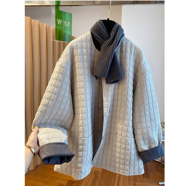 高级感薄棉夹棉外套女冬2025新款宽松带披肩中长款轻薄款棉衣棉服