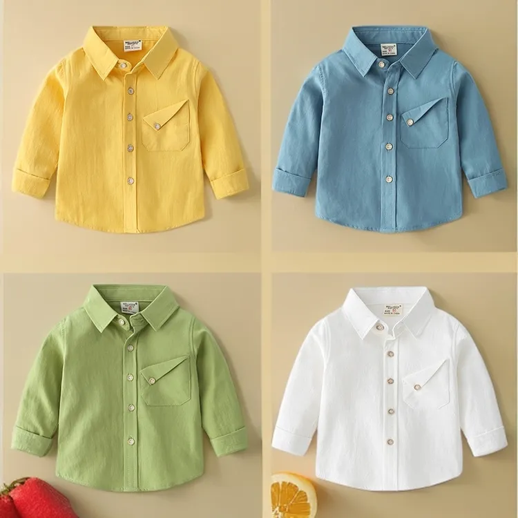 韩版男童儿童衬衣春秋季时尚长袖衬衫中小童柔软休闲韩版薄衫童装