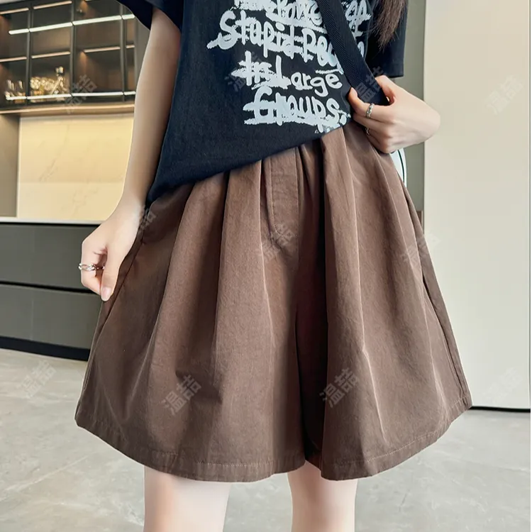 TpqT/温喆 新款纯棉花苞百搭慵懒感五分短裤时尚早秋宽松休闲裤