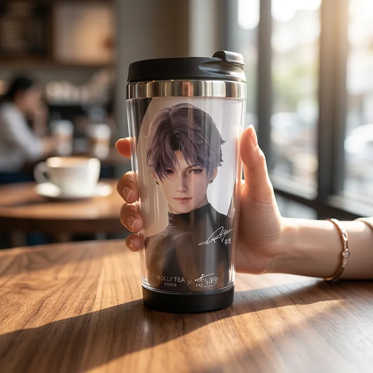 茉莉奶白联名恋与深空杯子改造双层杯不锈钢内胆可换卡纸diy水杯