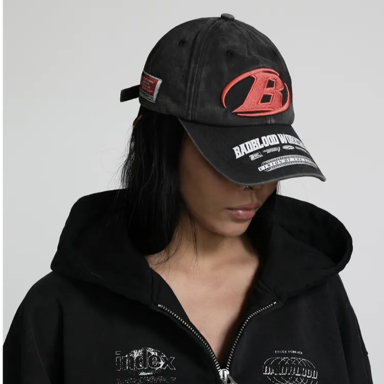 [w-hat23-016]F1复古效果棒球帽 -黑色