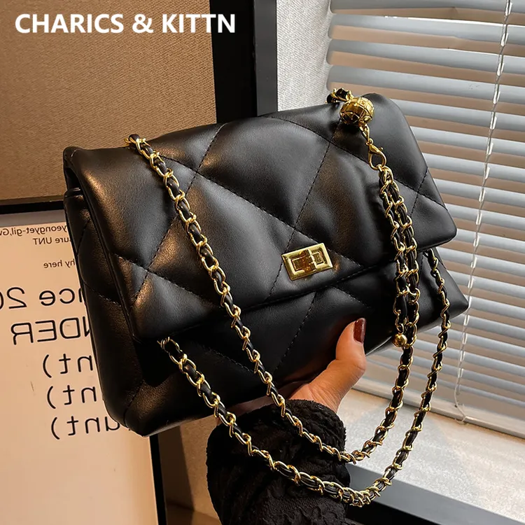 CHARICS&KITTN腋下包包女2025新款真皮链条斜挎包高级感单肩小众