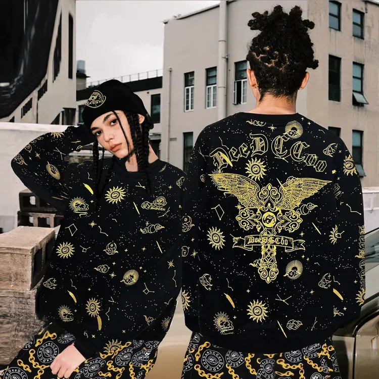 【天使之翼】DeeDCCoo满印烫金金线刺绣男女同款圆领卫衣