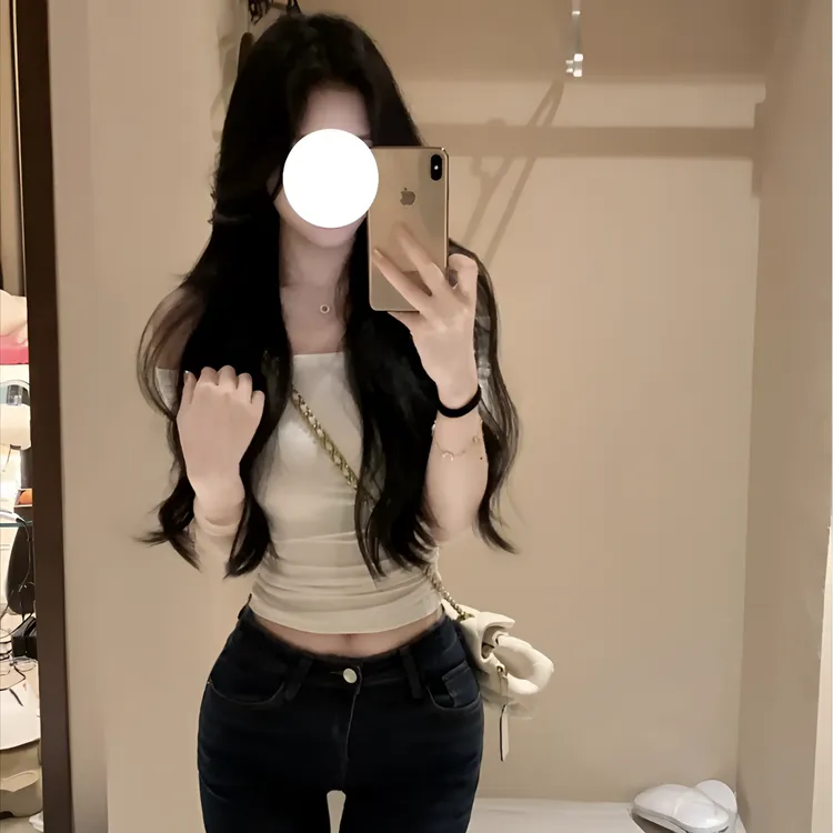 夏季纯欲辣妹夏季新款弹力显瘦一字肩中袖修身时尚纯色百搭上衣女