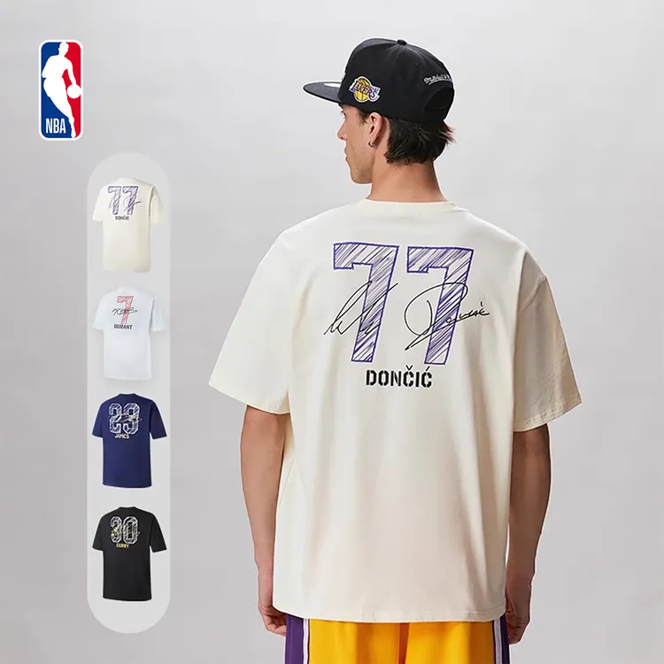 【作废】NBA官方詹姆斯库里东契奇杜兰特夏季圆领纯棉运动短袖T恤男