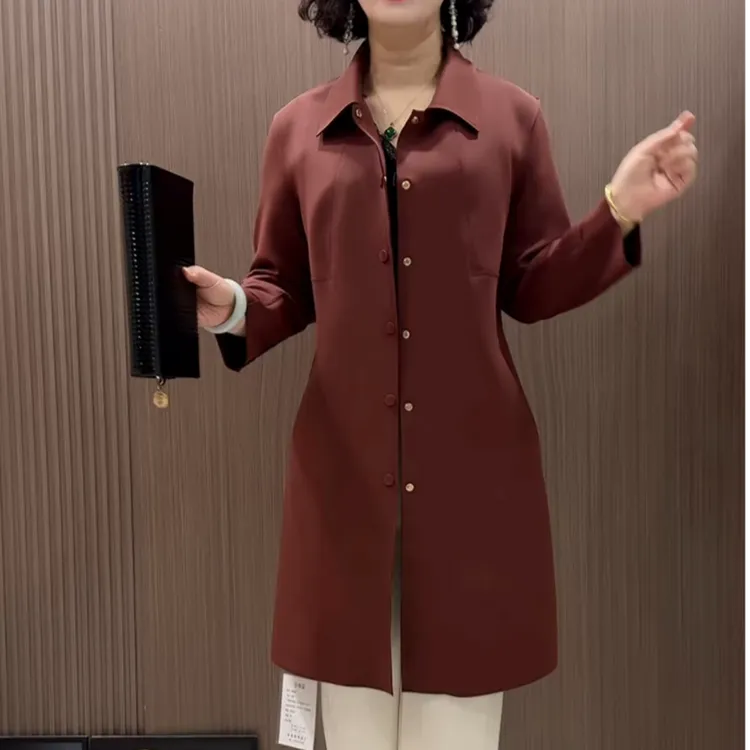 百搭上档次新款宽松外套妈妈装气质高端显瘦2025休闲风衣外套开衫
