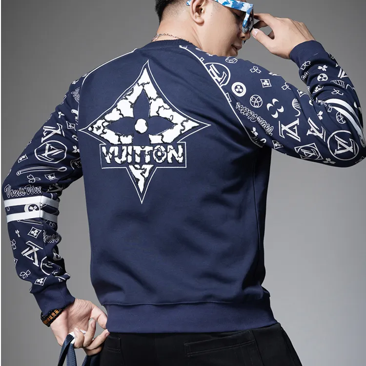 玛加西曼特男士印花刺绣圆领卫衣秋冬新款轻奢宽松休闲套头长袖