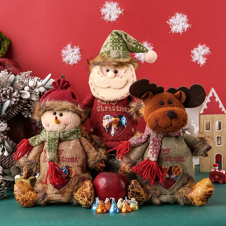 圣诞节苹果袋礼物袋平安夜礼盒糖果包装雪人老人幼儿园儿童小礼品