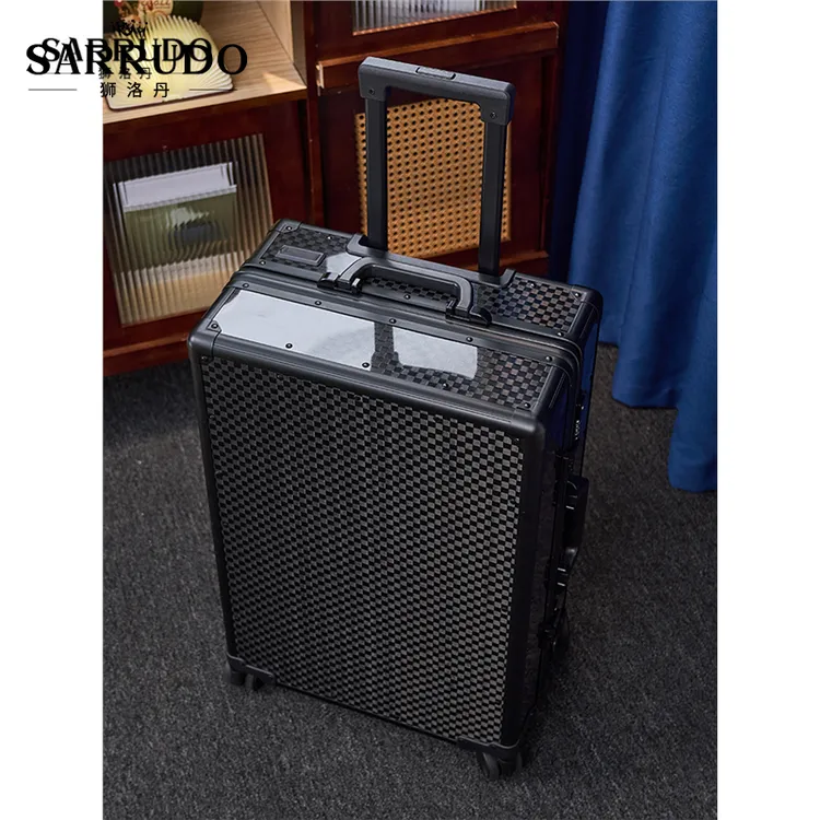 狮洛丹新款碳纤维行李箱商务铝框拉杆箱男女万向轮结实耐用旅行箱