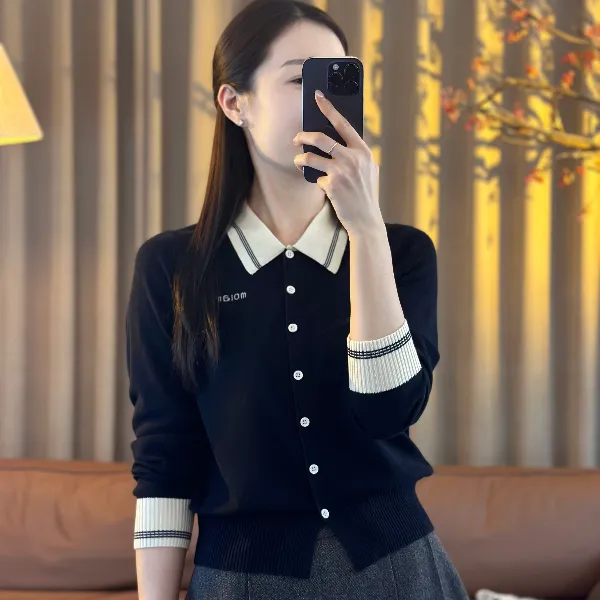 MOLANOOTD"雨别"25秋款羊毛开衫polo衫女气质减龄莫兰ML-B2508251