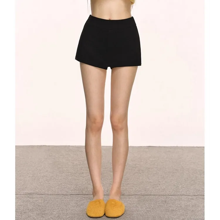 anna aneae黑色短裤女夏季新款慵懒松弛感通勤休闲裤辣妹超短裤子