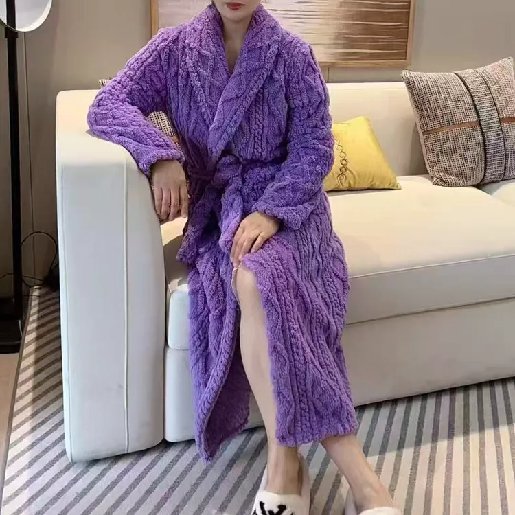 【衣雅严选】8055-2330#新款女款加长加大加厚系带睡衣家居浴袍