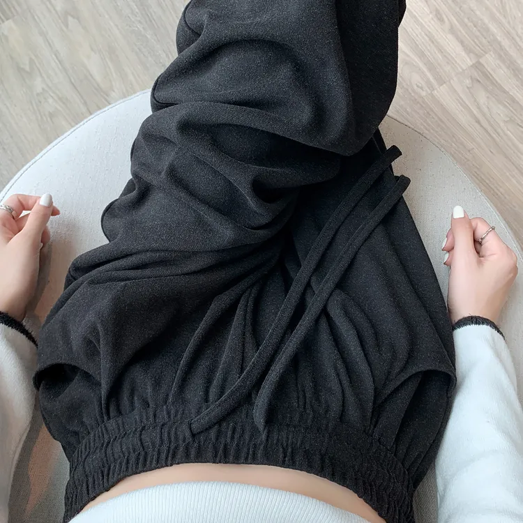 黑色窄版糯米裤女春秋2025新款宽松显瘦小个子慵懒风软糯阔腿裤子