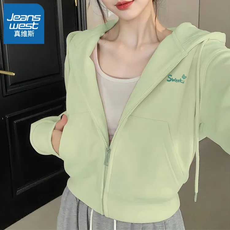 真维斯开衫短款卫衣女连帽2026春季新款百搭韩版时尚简约运动L