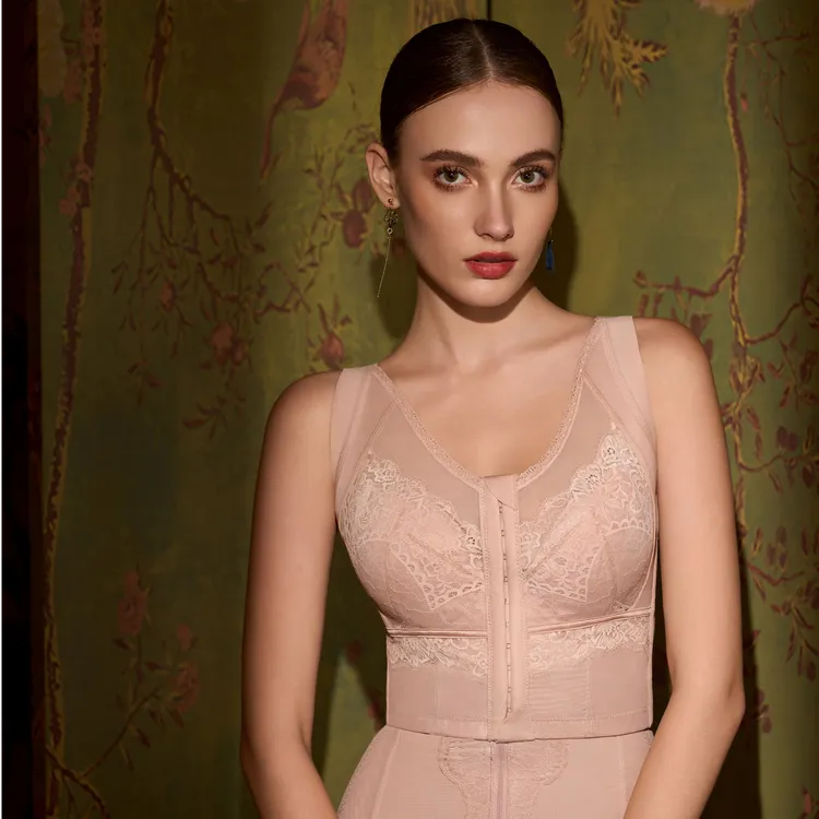 前扣12排扣大胸显小收副乳背心式全罩杯薄杯塑形调整型内衣
