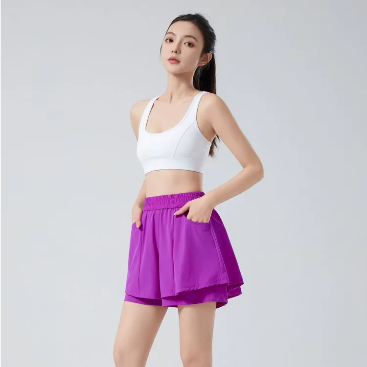 圣曳夏季新品薄款休闲裙裤女运动跑步健身防走光高腰显瘦速干透气