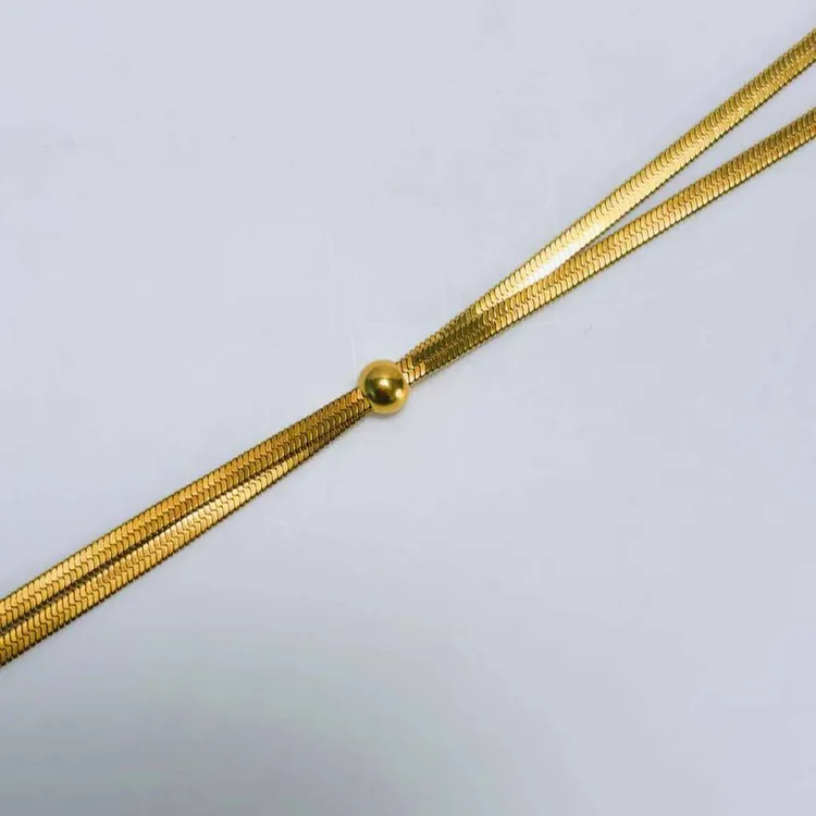 金色转运珠小众毛衣链网红时尚不掉色ins可抽拉新款