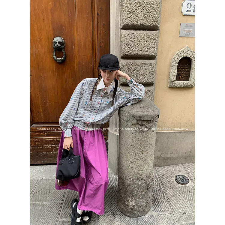 【Mona张绮贤】MONA 条纹夹克衬衫女 O123A10895