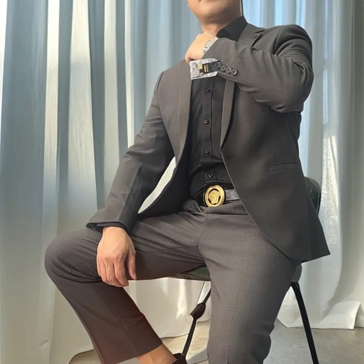 两件套西装男秋季西服韩版商务休闲外套男士修身小西装套装正装