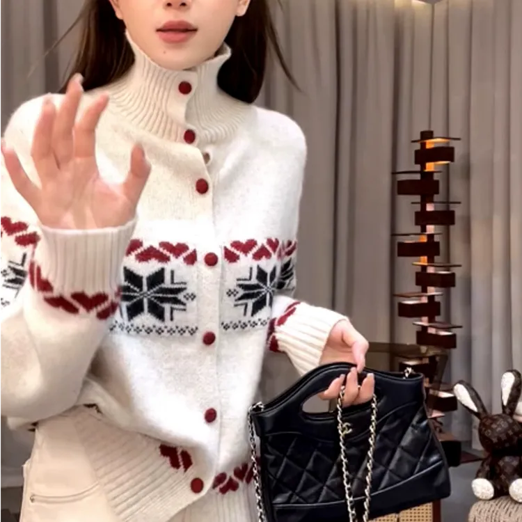 设计感半高领毛衣针织衫女秋冬新款巨好看慵懒风漂亮外套软糯上衣