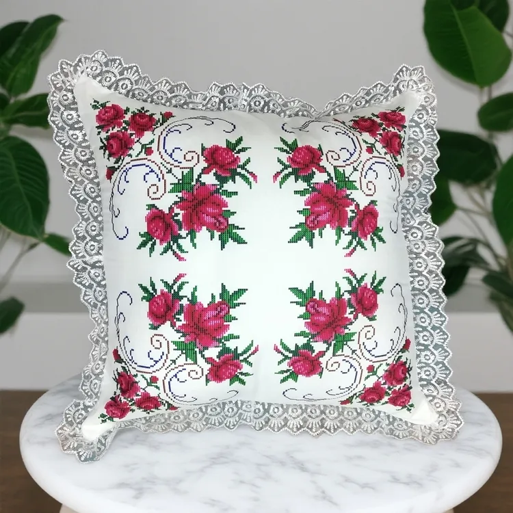 轻奢丝蕾花边民族风大号正方形抱枕套