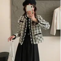 Q3395【特价-占单者限购】宝藏格纹上衣,独特面料拼接,打造时尚造型
