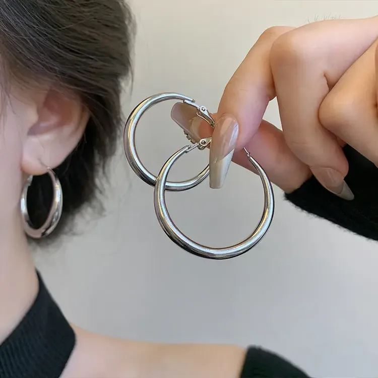 合金耳饰 2026新款 冷淡风素圈个性耳环女 轻奢小众气质耳圈耳环商品图