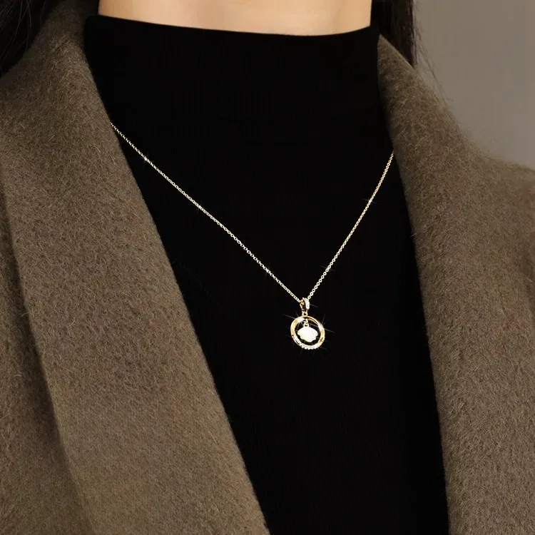 合金项链 一贝子贝壳形轻奢百搭项链灵动圈圈温柔女生坠链项链
