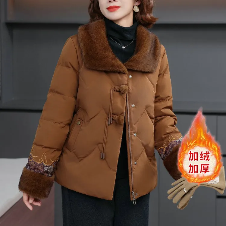 2025新款妈妈冬装棉衣加绒加厚保暖棉服洋气中老年女装新中式棉袄