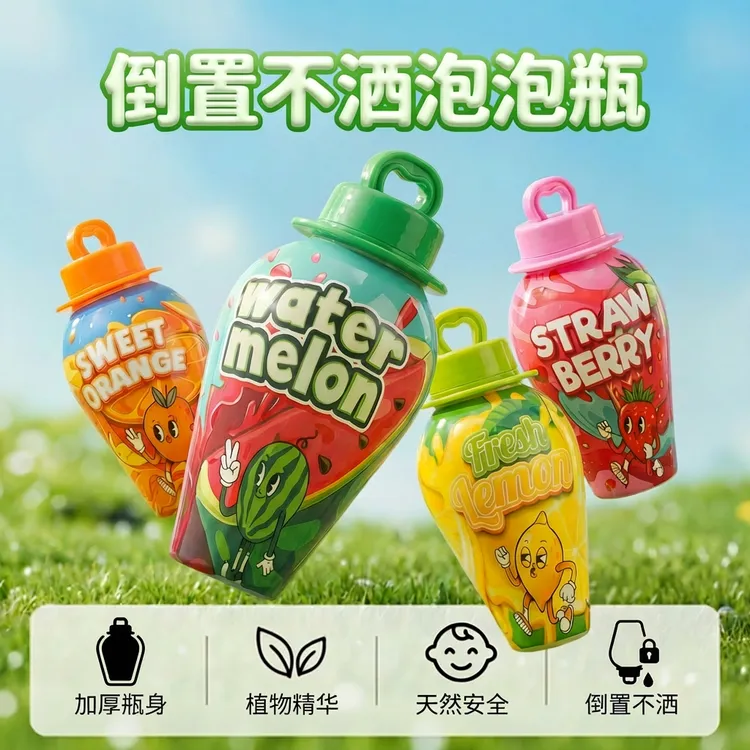 倒置不洒水果泡泡水新款不洒液可爱夏日童趣户外吹泡泡儿童玩具商品图